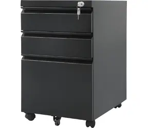 Maclean MC-850 czarny / Kontener pod biurko / metalowy / z zamkiem / na kółkach
