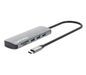 Manhattan 190459 szary / Stacja dokująca USB-C / HDMI 4K/60Hz / PD 100W / RJ-45
