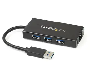 StarTech ST3300GU / do połączenia sieciowego / 3x USB 3.0 / zintegrowany hub / RJ45 Gigabit Ethernet