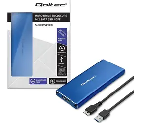 Obudowa Qoltec do dysku SSD M.2 SATA niebieska / Obudowa / USB 3.0 / 5 Gbit/s
