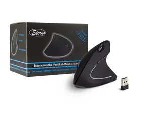 Inter-tech Eterno KM-206R czarna / Mysz ergonomiczna / Bezprzewodowa 2,4 GHz / 1600 DPI / 6 przycisków