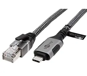 Goobay LAN adapter USB-C - RJ-45 czarno-srebrny 3 m / LAN adapter / Cat.6 / 1 Gbit/s