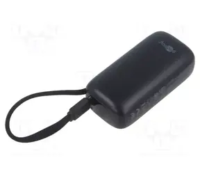 Goobay 5000 mAh czarny / Power bank / zintegrowany kabel USB-C 13 cm / PD / QC / 20 W