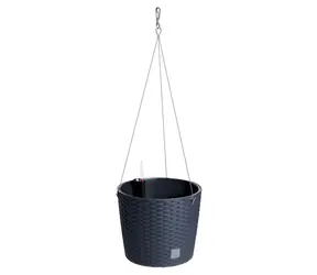 DONICZKA WISKOZA Prosperplast RATO OKRĄGŁA W Antracyt 25,6 cm / Doniczka wisząca / Wysokość 21,9 cm / Pojemność 6,5 l