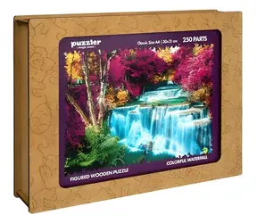 PUZZLER Drewniana układanka Kolorowy wodospad / 250 elementów / 297 x 210 mm