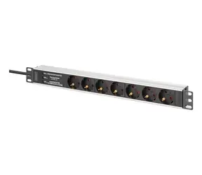 Digitus PDU 19" 7 gniazd czarna/aluminium / Listwa zasilająca / 1U / Kabel 2m / Zabezpieczenie przeciwprzepięciowe