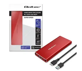 Qoltec Obudowa zewnętrzna na 4X M.2 SSD czerwona / Obudowa zewnętrzna / SATA / NGFF / USB 3.0