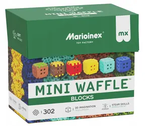 MARIOINEX Waffle Blocks Mini zestaw konstrukcyjny / 303 elementy / 2 figurki / od 3 lat
