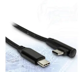 Kabel USB-C Inter-tech 90° 1 m czarny / Kabel USB-C (M) - USB-C (M) / PD 60 W
