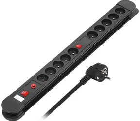 Maclean Energy MCE10 czarny / Przedłużacz / 10 gniazd / 1,5 m / włącznik/wyłącznik / 3680 W