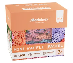 MARIOINEX Waffle Mini pastelowy zestaw konstrukcyjny / 300 elementów / od 3 lat / pudełko do przechowywania