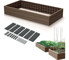Prosperplast Podstawa Woody rustykalna cegła / Podwyższona grządka / 149,2 x 75,6 cm / wys. 25 cm / plastik