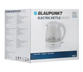 Blaupunkt EKG301 biały / Czajnik elektryczny / 1630 W / 1 l / szklany / podświetlenie LED