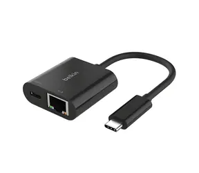 Adapter Belkin USB-C do Gigabit Ethernet czarny / Adapter / Gigabit Ethernet RJ45 / Moc przelotowa PD 100 W