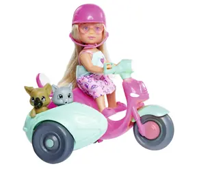 Simba Lalka Evička na hulajnodze z wózkiem bocznym / 12 cm / od 3 lat