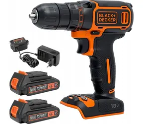 Black&Decker BDCDC18B / Wiertarko-wkrętarka akumulatorowa / 18 V / 2 x 1,5 Ah / uchwyt 10 mm / 650 obr./min / 30 Nm