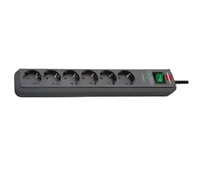 Brennenstuhl Eco-Line antracyt / Listwa przeciwprzepięciowa / 6 gniazd / 13 500 A / kabel 5 m / podświetlany włącznik