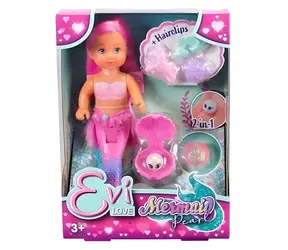 Simba Evi Love Syrenka Perła / Lalka / 12 cm / różowe włosy
