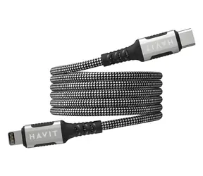 Havit CB6298 czarny / Magnetyczny kabel do transmisji danych / USB-C - Lightning / 1 m