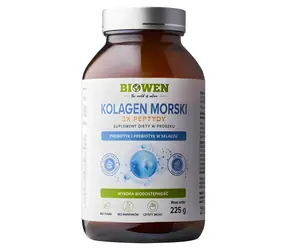 Biowen Marine Collagen 3x Peptides / Suplement diety / kolagen morski / proszek / 225 g / bez glutenu i cukru