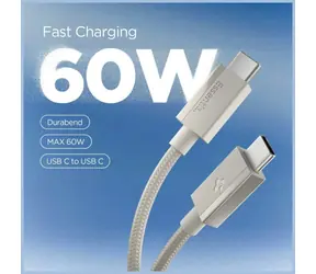 Spigen EB6015CC Essential naturalny tytan / Kabel danych / USB-C do USB-C / 60 W / pleciony