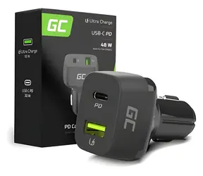 Ładowarka samochodowa Green Cell 48W czarna / USB-C PD 30W / USB-A QC 3.0