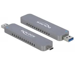 DeLock / Obudowa zewnętrzna do dysku SSD M.2 / USB-C + USB-A / 10 Gb/s