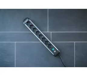 Brennenstuhl Premium Alu-Line czarno-srebrny / Przedłużacz / 8 gniazd / 3 m / włącznik/wyłącznik