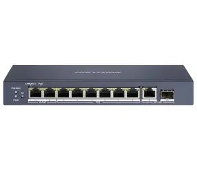 HIKVISION DS-3E0510HP-E / Przełącznik / 8x Gigabit PoE (2x Hi-PoE) / RJ45 + SFP uplink / 110 W / zasięg 300 m
