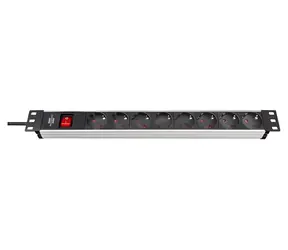 Brennenstuhl Alu-Line black / Listwa zasilająca / 19" / 8 gniazd / przełącznik / 3500 W / kabel 2m