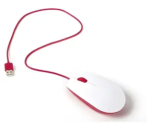 Myszka Raspberry Pi biała, czerwona / Myszka / optyczna / USB / 3 przyciski