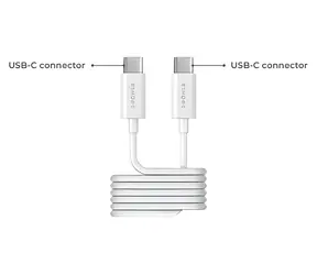 2-Power biały / kabel USB-C / USB-C (M) - USB-C (M) / 1 m