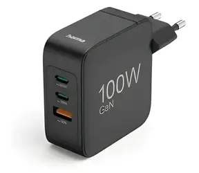 HAMA GaN 100 W czarny / Ładowarka / 2x USB-C / USB-A / PD