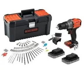 Black&Decker BCD383D2TA czarno-pomarańczowy / Wiertarko-wkrętarka akumulatorowa / 18 V / 2 x 2 Ah / 1550 obr./min / 45 Nm / walizka