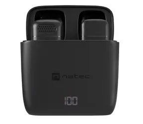 Natec Hopper Lavalier czarny (NMI-2253) / Mikrofon krawatowy / zestaw 2 szt. / bezprzewodowy / USB-C / 2,4 GHz