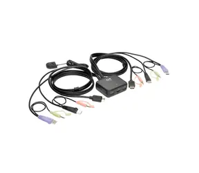 Przełącznik KVM EATON USB HDMI 2- Port z dźwiękiem / przełącznikiem przewodowym / 2x PC / dźwiękiem / kablami 1,2 m