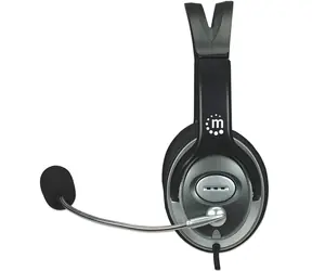 Manhattan Stereo Classic czarny / Zestaw słuchawkowy / mikrofon / gniazdo 3,5 mm / 32 Ohm / kabel 2,5 m