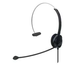 Słuchawki Manhattan Mono USB nauszne czarne / Zestaw słuchawkowy / Mono / USB-A / Kabel 1,5 m