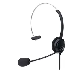 Słuchawki Manhattan Mono USB nauszne czarne / Zestaw słuchawkowy / Mono / USB-A / 69 g