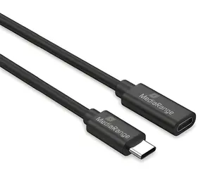 MediaRange USB-C (M) - USB-C (F) czarny / Przewód przedłużający / PD 60 W / USB 3.2 Gen 1 / 5 Gbit/s / 2 m