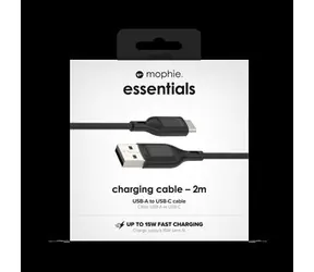 Kabel ładujący ZAGG USB-A - USB-C czarny / Kabel / USB-A - USB-C / 2 m / 15 W