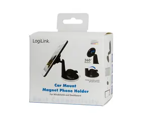 Uchwyt samochodowy na telefon komórkowy LogiLink magnetyczny czarny / Uchwyt / Przyssawka / 360° / 4-6" / plastik