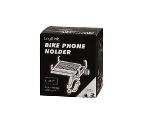 Uchwyt na telefon rowerowy LogiLink czarny / Uchwyt na rower / 3,5-7 cali / Obrotowy 360° / Aluminium