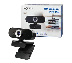 Kamera internetowa LogiLink HD czarna / Kamera internetowa / 1280x720 / 720p / 30 kl./s / Mikrofon / USB
