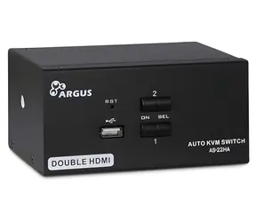 Inter-tech AS-22HA / przełącznik KVM / 2 porty / HDMI / USB / obudowa metalowa