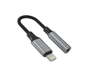 FIXED Link Space Gray / Adapter / Lightning - gniazdo 3,5 mm / obudowa aluminiowa / kabel pleciony / OTG