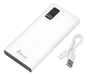 Extralink EPB-067W biały / Power bank / 10 000 mAh / 2x USB-A + USB-C / 22,5 W / Wyświetlacz LED