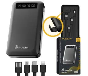 Extralink EPB-083 czarny / Power bank / 10 000 mAh / USB-C / wbudowany wyświetlacz