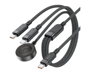 Acefast C6-11 czarny / kabel ładujący 3 w 1 / USB-C - 2x USB-C / Qi / 100 W / 480 Mb/s / 1,2 m