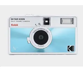 Kodak EKTAR H35N Glazed Blue / Aparat fotograficzny na film / Film 35 mm / Lampa błyskowa